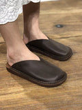 peopleterritory Women Summer Soft Solid Leather Flat Slippers WE1012