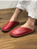 peopleterritory Women Summer Soft Solid Leather Flat Slippers WE1012