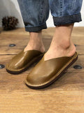 peopleterritory Women Summer Soft Solid Leather Flat Slippers WE1012