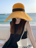 peopleterritory Women Casual Solid Large Brim Sunproof Hat XX1005