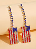 peopleterritory Independence Day Flag Rhinestone Earrings MMi50