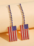 peopleterritory Independence Day Flag Rhinestone Earrings MMi50