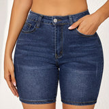 Chic Stretchable Denim Shorts for Women – Comfort Fit with Pockets, Ideal for Casual Summer Wear