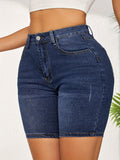 Chic Stretchable Denim Shorts for Women – Comfort Fit with Pockets, Ideal for Casual Summer Wear