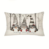 Farmhouse Christmas Pillow Covers Set, Rustic Country-Style Gnome Snowflake Tree Design, Hand Washable Polyester Throw Cushion Cases, Zipper Closure, for Sofa Couch Living Room Bedroom Decor - 2 Sizes (11.8"x19.7" & 17.7"x17.7") - Pack of 1