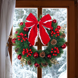 Classic 17.71" Christmas Wreath - Perfect for Holiday & New Year Decor | Versatile Pine Needle Design | Ideal for Front Door, Window, Stair Railing | No Power Needed