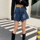 spring womens jeans designer shorts women High version high waist casual letter embroidered wide leg denim Shorts