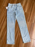 womens designer jeans classic Embroidery High waisted washed distressed wide LO capris jeans