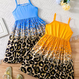 2pc Chic Leopard Splice Cami Dress Duo - Lightweight & Breezy - Perfect for Summer Style & Comfort