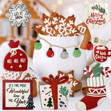 Christmas Wooden Sign Hanging Decoration Set - Decorative Trays with Red Layered Design, Snowflakes, Stocking, and Home Kitchen Holiday Decorations for Table Centrepieces and Festive Atmosphere