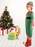 5-Piece Kids' Festive Christmas Elf Costume Set - Santa's Little Helper Outfit for Girls and Boys - Includes Hat, Top, Pants, Belt, and Shoe Covers for Dress-Up and Carnival Fun