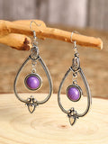 peopleterritory Ethnic Vintage Court Purple Gemstone Earrings QAG16