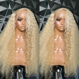 250% 40 Inch 613 Honey Blonde Deep Wave Brazilian Full 13x4 Lace Frontal Wigs Transparent Synthetic Lace Front Wigs Preplucked