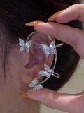 peopleterritory Alloy Rhinestone Butterfly Cuff Earrings MMi51