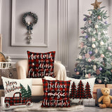 4pcs Xmas Series 18x18inch Square Zippered Pillowcase, Christmas Pillow Covers, No Pillow Core