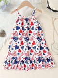 Girls Patriotic Flag Inspired Ruffle Hem Slip Dress - Flirty & Lightweight for Holiday Beach Vacations & Going Out