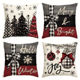 4pcs Linen Mixed Woven Rustic Proverbs 18''x18''/45cm*45cm Christmas Throw Pillowcase, Home Decor, Room Decor, Bedroom Decor, Collectible Buildings Accessories (Cushion Is Not Included)