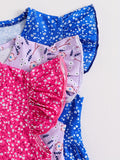 3pcs/ Set Girls Ruffle Dresses Set, Cute Floral Polka Dots Casual Cute Summer Dresses