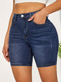 Chic Stretchable Denim Shorts for Women – Comfort Fit with Pockets, Ideal for Casual Summer Wear