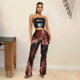 Women s Pants s Tie Dye Fringe Pant Cargo Trousers Y2K Streetwear Fashion  Women Summer Clothes Pencil Casual Tassel Sweat Joggers 231201