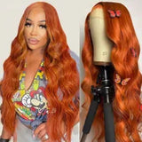 Brazilian Hair 613 Honey Blonde Color 13x4 HD Transparent Lace Frontal Wigs Body Wave 30 Inch Synthetic Lace Front Wig For Women