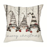 Farmhouse Christmas Pillow Covers Set, Rustic Country-Style Gnome Snowflake Tree Design, Hand Washable Polyester Throw Cushion Cases, Zipper Closure, for Sofa Couch Living Room Bedroom Decor - 2 Sizes (11.8"x19.7" & 17.7"x17.7") - Pack of 1