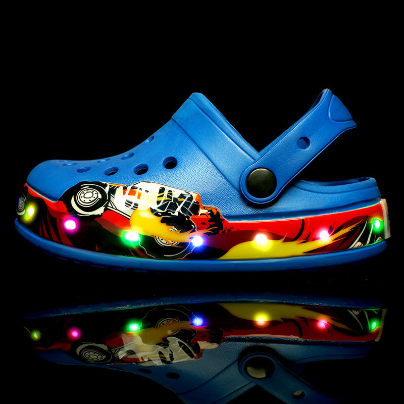 peopleterritory  Shoes with LED Light Car Hole Children's Shoes Bathroom Children's Sandals New Beach Shoes Eva Cartoon Baby Shoes Wholesale