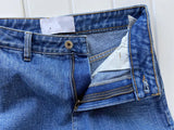 womens designer jeans classic Embroidery High waisted washed distressed wide LO capris jeans