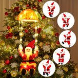 8 Modes Christmas Parachute Lights With Santa Claus, Hanging Red & Green Xmas Lights For Indoor Eave Balcony Roof - Holiday Decorative Lighting, Christmas Decorations Outdoor