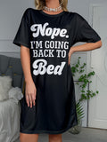 Womens Comfy Slogan Nightgown Dress - Short Sleeve, Loose Fit Tee for Relaxing Nights - Fashionable Round Neck Sleepwear with Catchy Prints