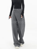 fall  fashion trends custom hoco Asymmetrical Layer Button Baggy Wide Leg Pants homecoming pants