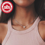 925 Sterling Silver Compact Love Heart Pendant Necklace Plain Chain Hypoallergenic Minimalist Lovely Temperament Versatile Daily Wear Jewelry Valentine's Day Party Wedding Jewelry Gifts For Women