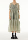 peopleterritory Art Light Green Oversized Lace Up Tulle Dress Women Sets 2 Pieces Summer TS1039