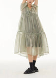 peopleterritory Art Light Green Oversized Lace Up Tulle Dress Women Sets 2 Pieces Summer TS1039