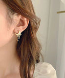 peopleterritory Beautiful Gold Sterling Silver Overgild Zircon Moon Star Drop Earrings GH1064