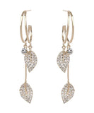 peopleterritory Sterling Silver Zircon Leaf Drop Earrings