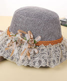 peopleterritory Beautiful Pink Lace Patchwork Floral Linen Floppy Sun Hat LY518