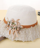 peopleterritory Beautiful Pink Lace Patchwork Floral Linen Floppy Sun Hat LY518