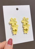 peopleterritory Beautiful Yellow Floral Layered Design Metal Drop Earrings HE1013