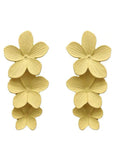 peopleterritory Beautiful Yellow Floral Layered Design Metal Drop Earrings HE1013