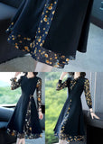 peopleterritory Black Print Chiffon Fake Two Piece Dress Lace Up Side Open Spring LC0077