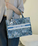 peopleterritory Blue Zippered Patchwork Paitings Canvas Satchel Handbag LY1934