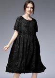 peopleterritory Bohemian Black O-Neck Embroideried Patchwork Dresses Two Pieces Set Summer LY0032