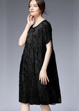 peopleterritory Bohemian Black O-Neck Embroideried Patchwork Dresses Two Pieces Set Summer LY0032