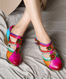 peopleterritory Bohemian Blue Hollow Out Floral Splicing Chunky Sandals CZ1044