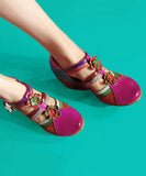 peopleterritory Bohemian Blue Hollow Out Floral Splicing Chunky Sandals CZ1044