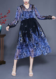 peopleterritory Bohemian Blue V Neck Ruffled Print Chiffon Holiday Dresses Two Piece Set Summer