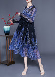 peopleterritory Bohemian Blue V Neck Ruffled Print Chiffon Holiday Dresses Two Piece Set Summer