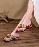 peopleterritory Bohemian Handmade Floral High Wedge Heels Flip Flops RT1014