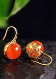 peopleterritory Boutique Orange Agate Silver Drop Earrings HE1024